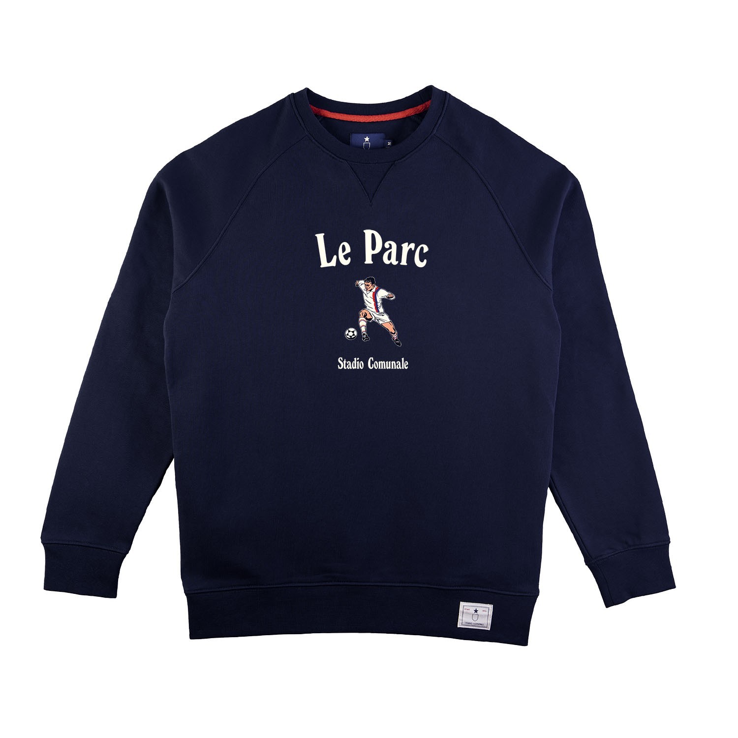 Classic Football Sweatshirt Le Parc in navy blue for Les Bleu et Blanc.