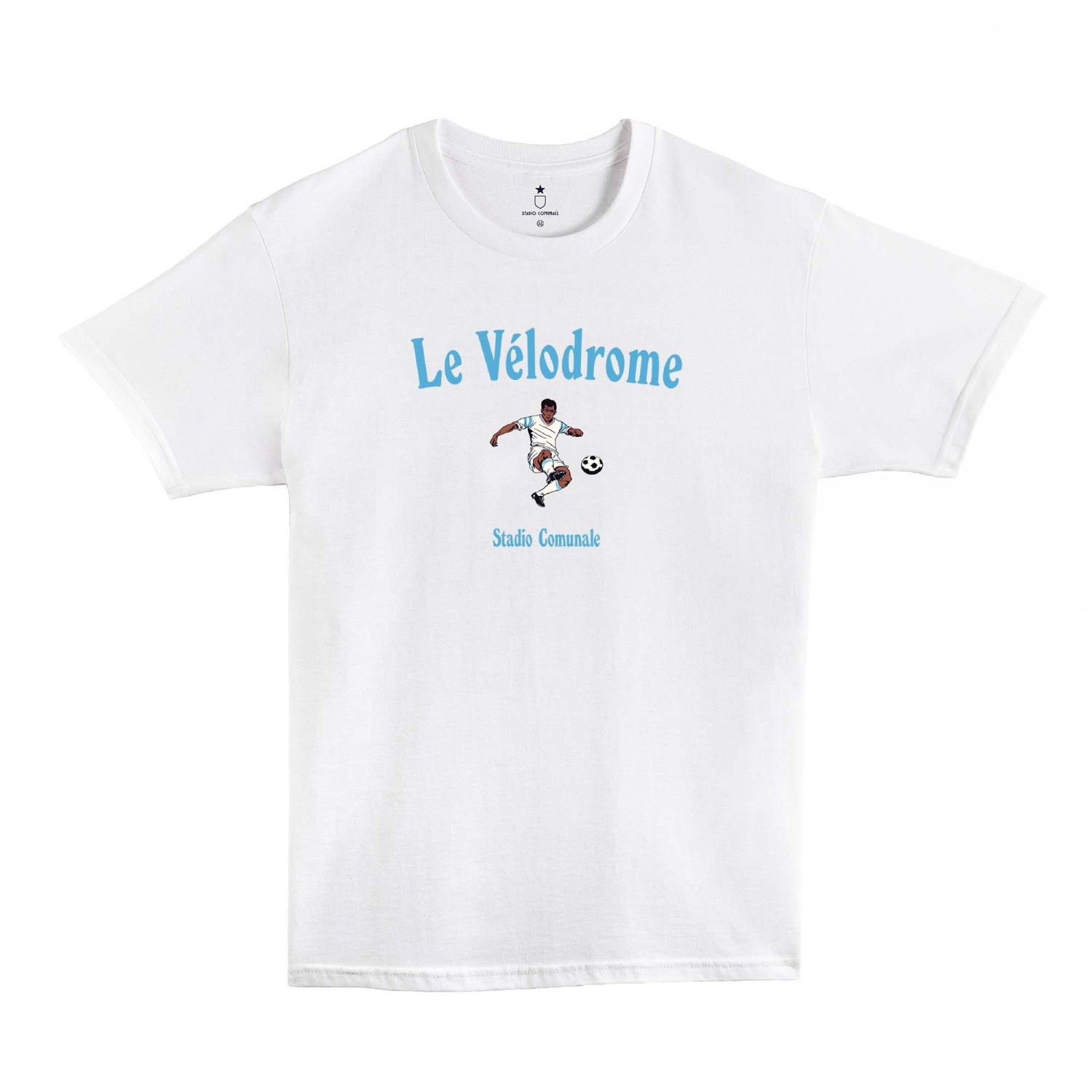 Classic white t-shirt with Le Velodrome de Marseille football team