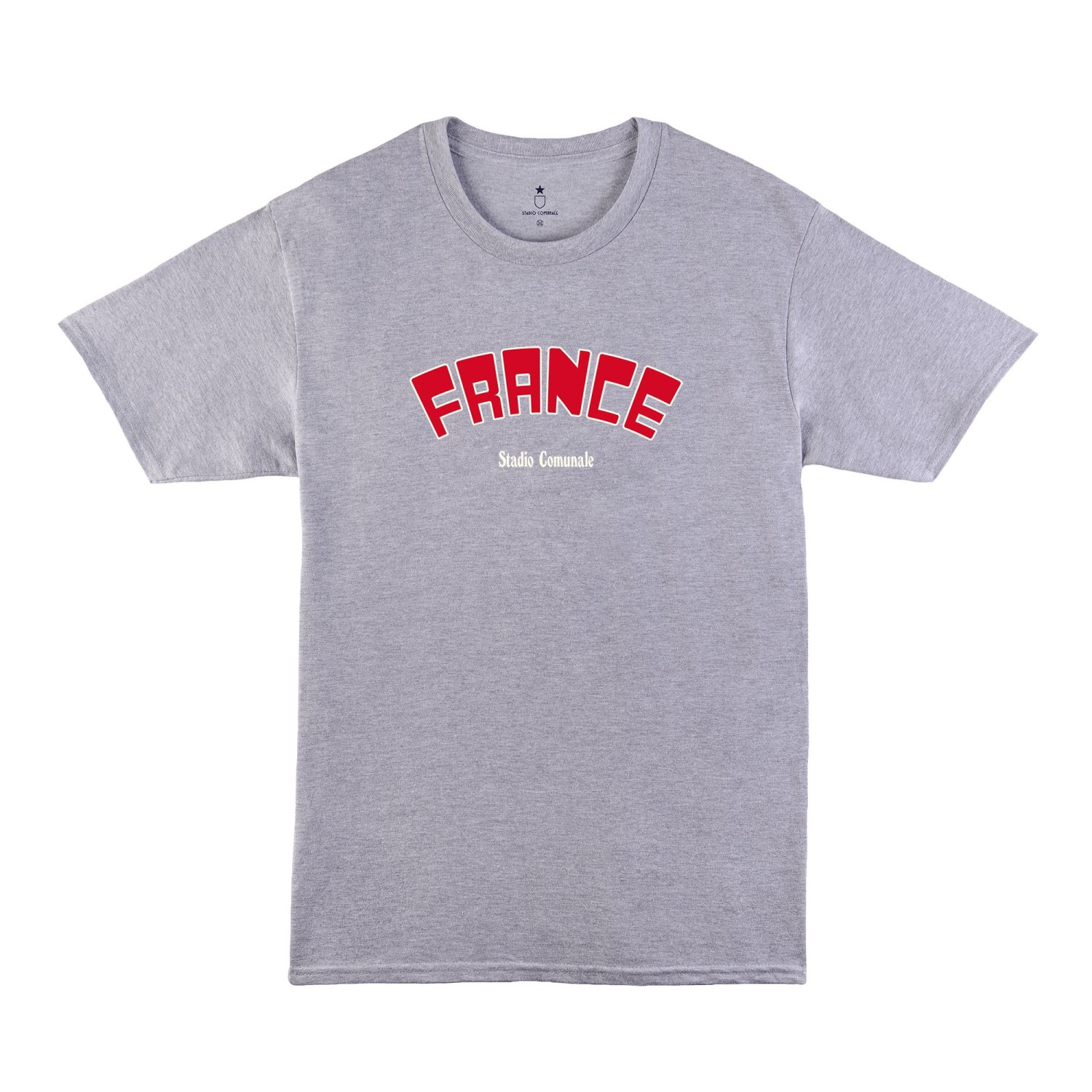 T-shirt gris chine, France imprime en rouge. T-shirt France football classique.