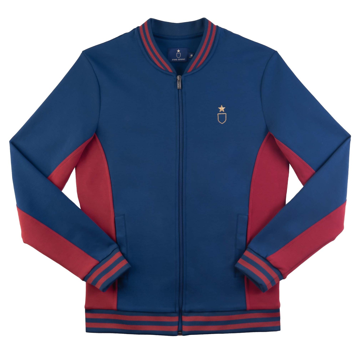 Track jacket in dark blue and garnet for Barcelona football team