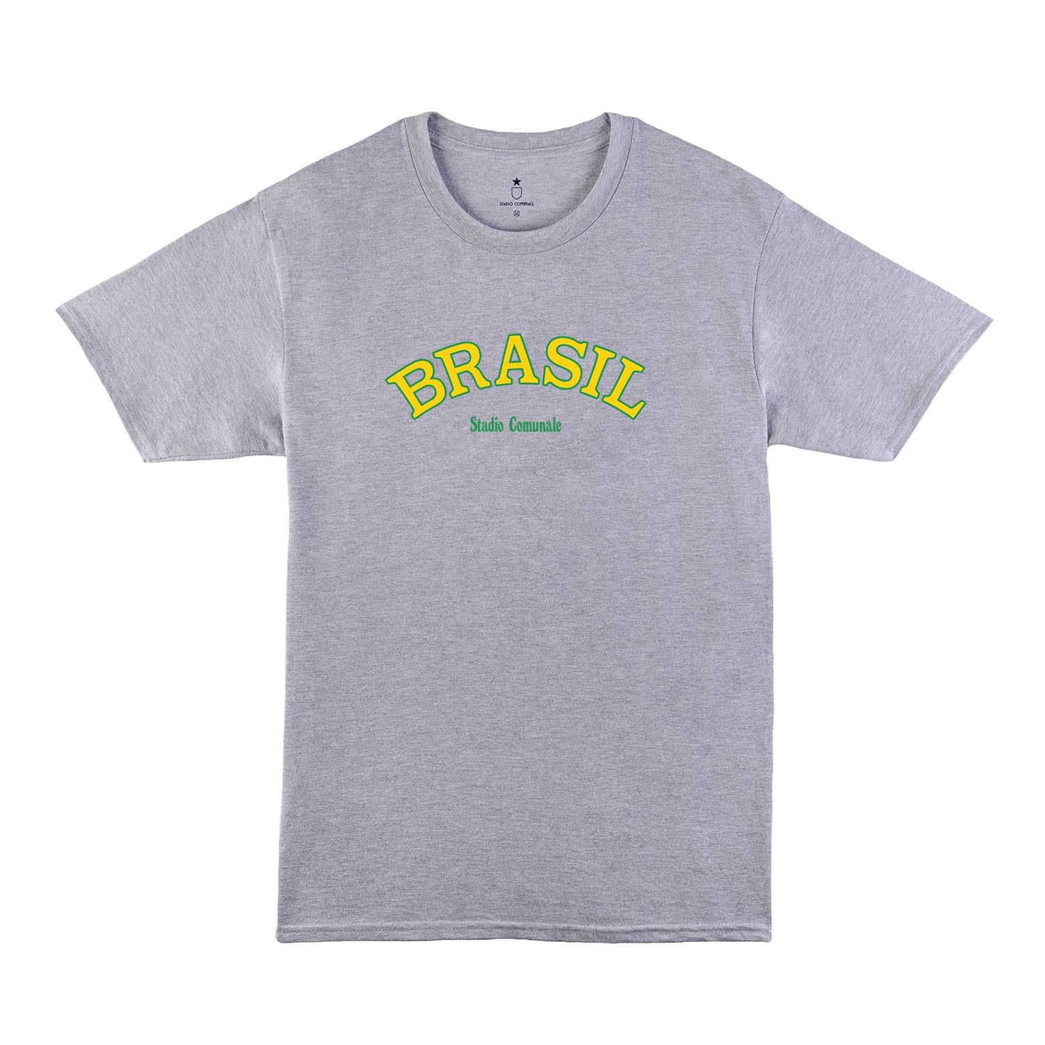T-shirt grey with yellow green Brasil print, classic football shirt