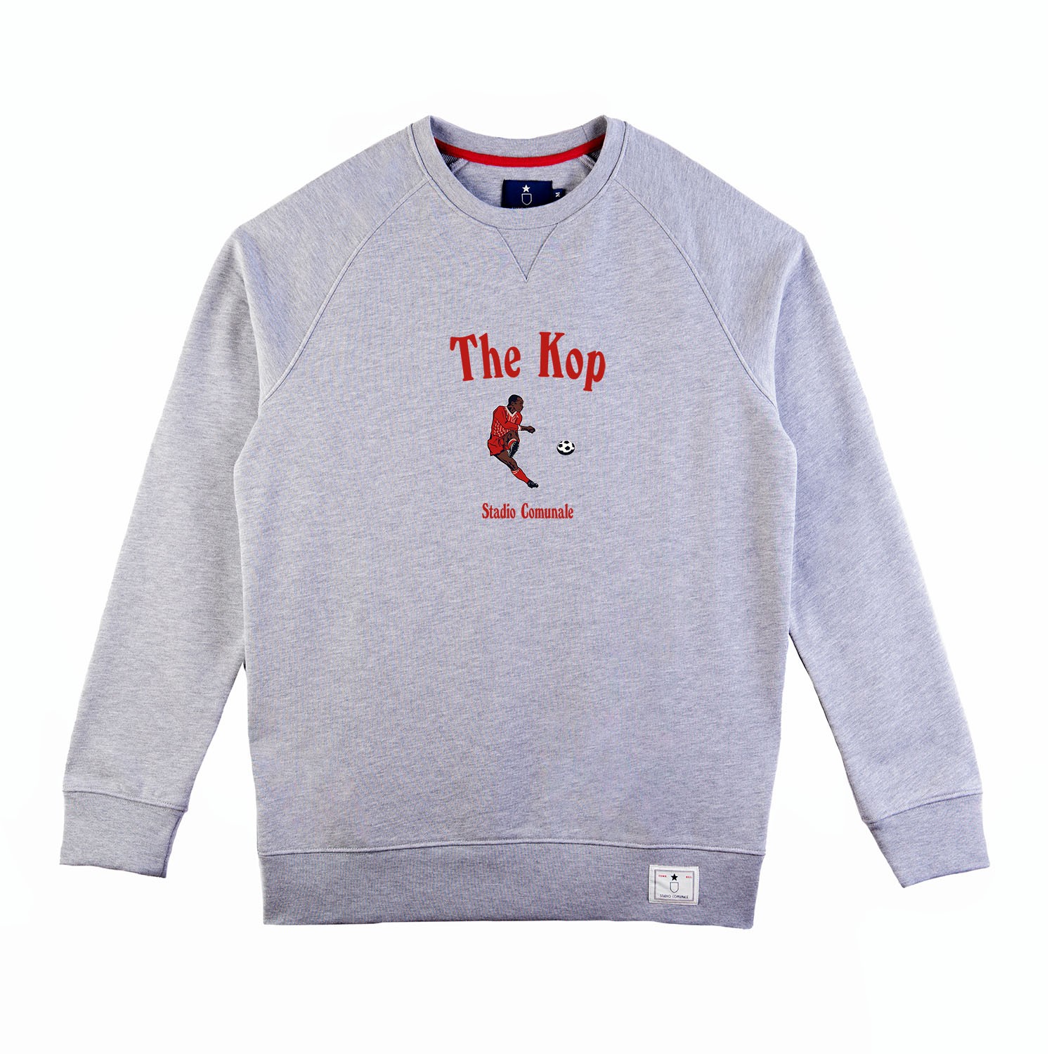 The Kop in red print for Liverpool football team.