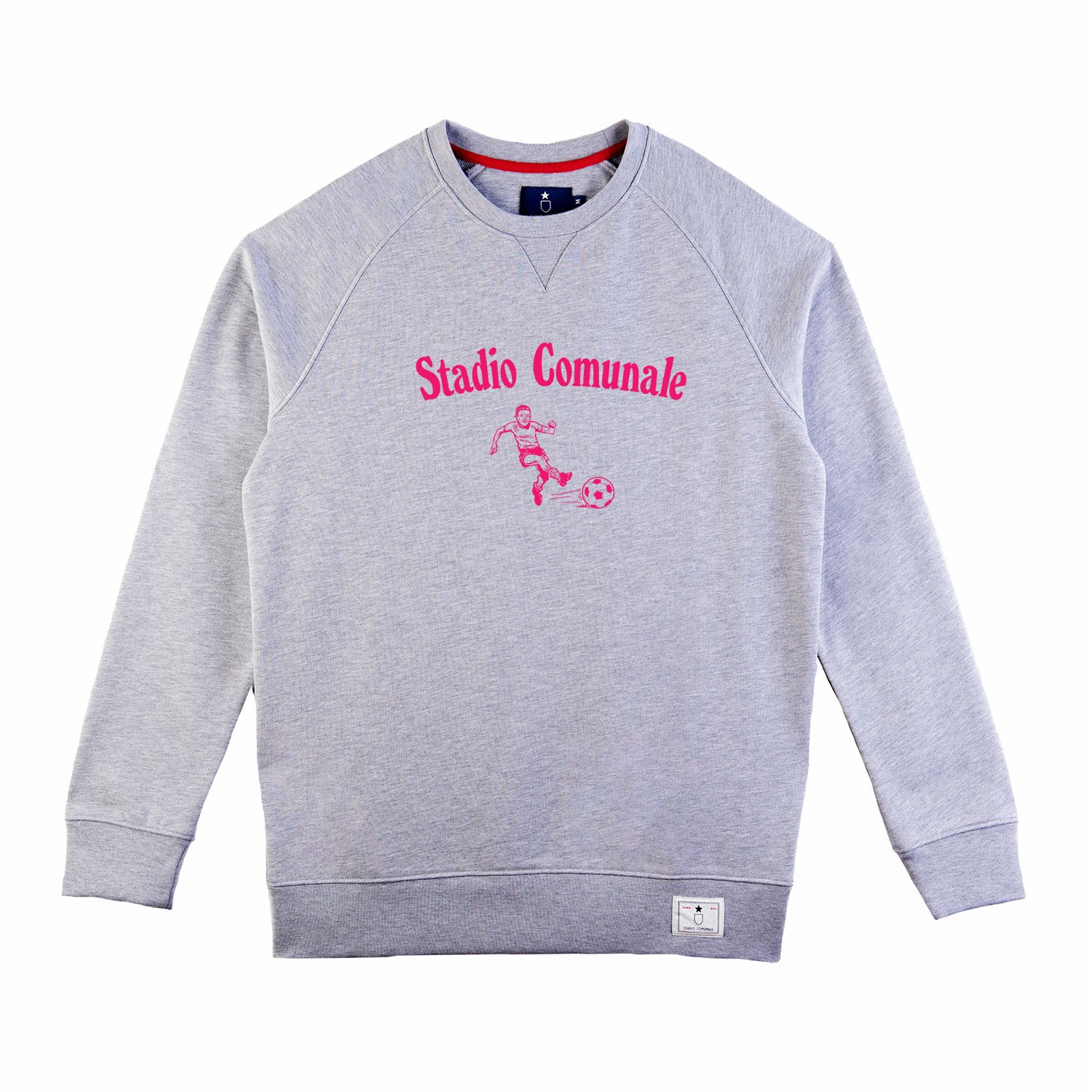 Sweatshirt Stadio Comunale and football player printed in pink.