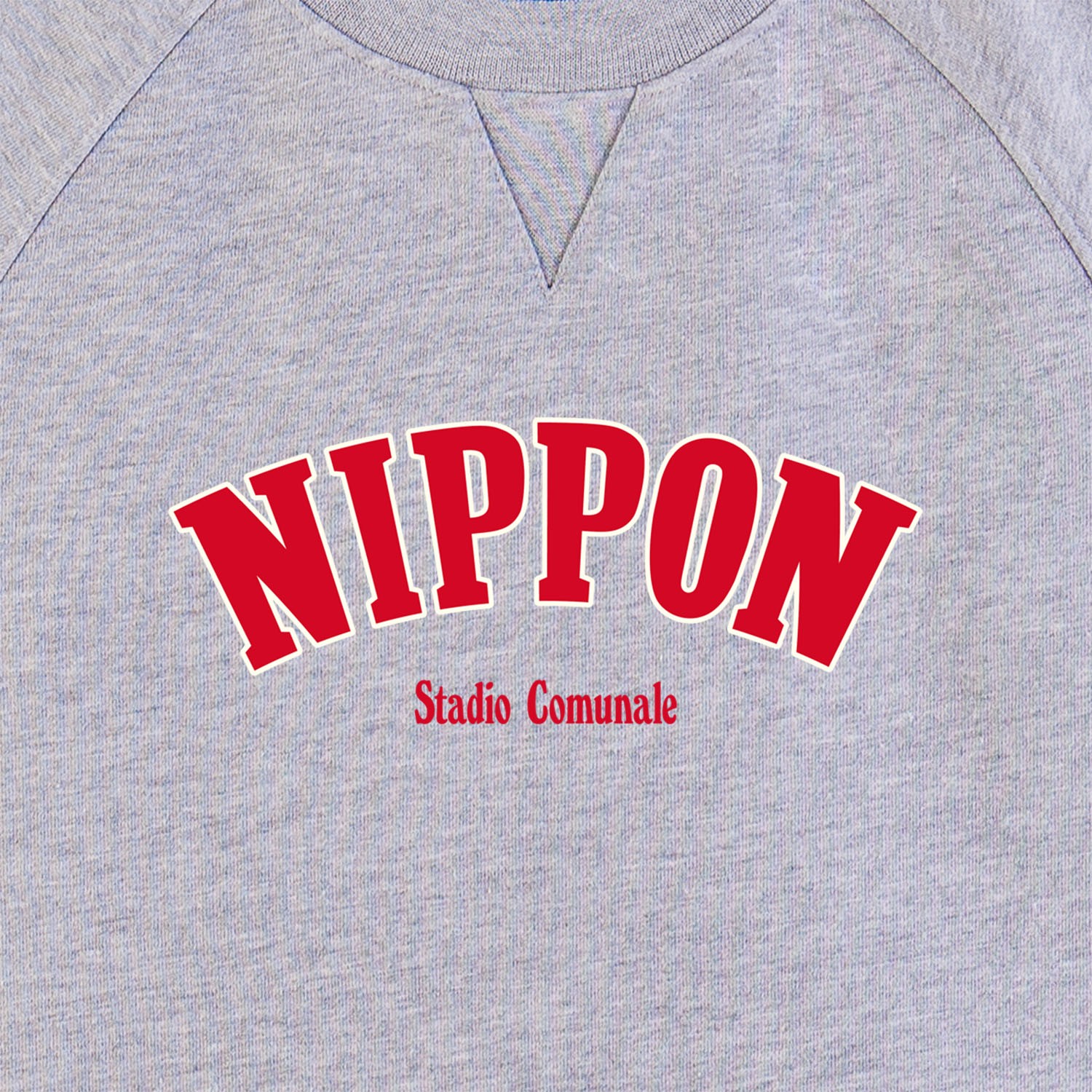 Sweatshirt Nippon 64 in heather grey and red.